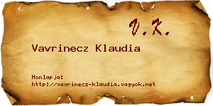 Vavrinecz Klaudia névjegykártya